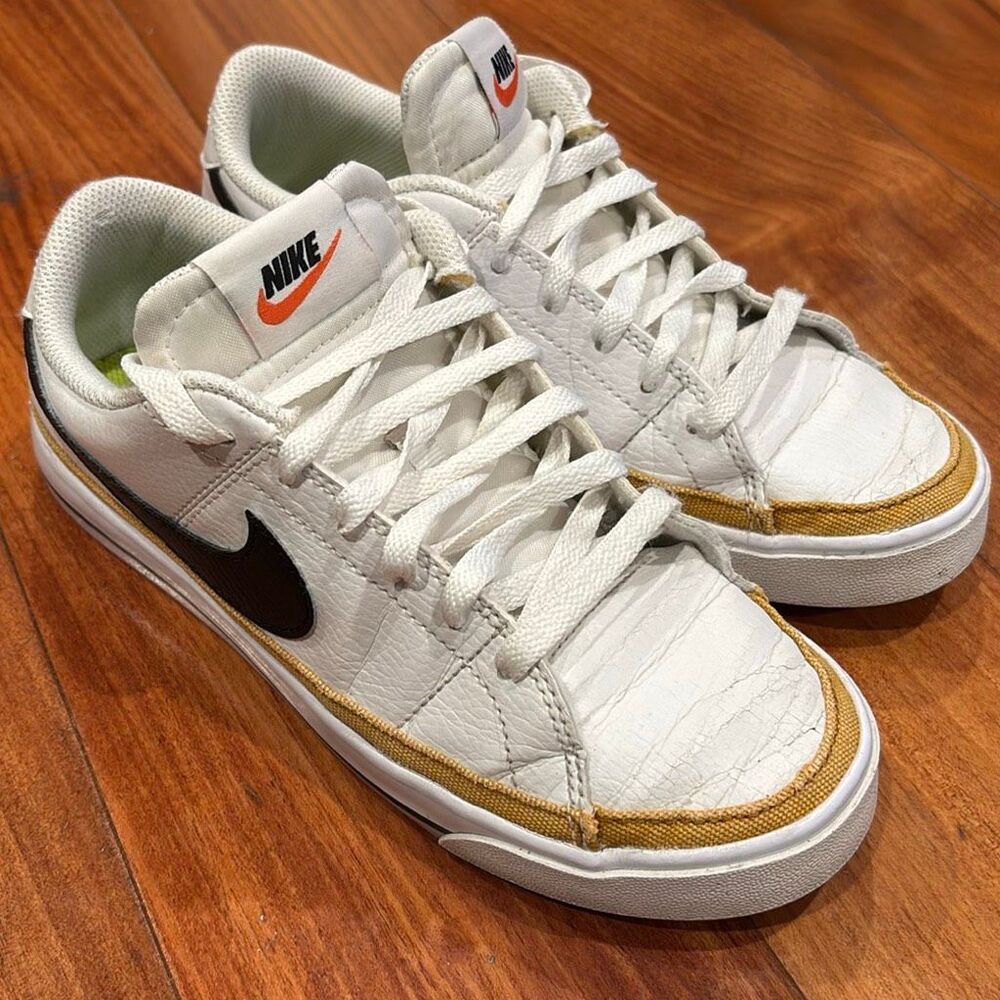 Nike Court Legacy Low White Black Gold Sneakers Women’s Size 7